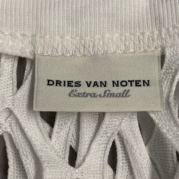DRIES VAN NOTEN Size XS White Fishnet Mesh Polyester Long Sleeve Pullover - Picture 5 of 6